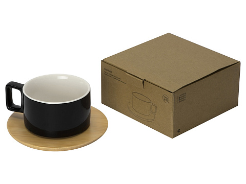 Набор чашка с бамбуковым блюдцем Sheffield, черный - рис 6.