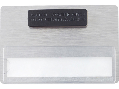 Бейдж металл+ загибушка прозрачная, 90х60мм, серебристый - рис 2.