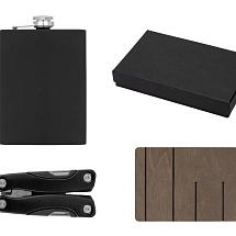 Набор с мультитулом и фляжкой Путешественник 2.0., черный