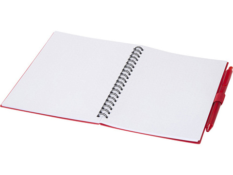 Набор Niove из блокнота из переработанного пластика в мягкой обложке и шариковой ручки (синие чернила) - Красный - рис 4.