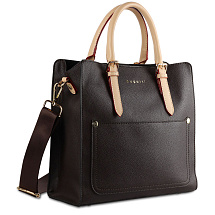 Сумка-портфель женская BUGATTI ЭЛЛА | ELLA, тёмно-коричневая, полиуретан, 30х11,5х28 см