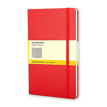 Записная книжка Moleskine Classic (в клетку) в твердой обложке, Large (13х21см), красный