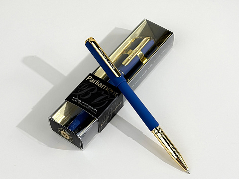 Ручка пластиковая шариковая Parliament, 0,7 мм, синие чернила, темно-синий/золотистый - рис 5.