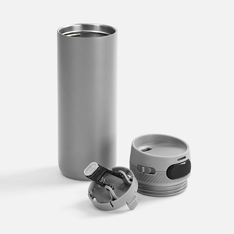 Термостакан X1 с цветной кнопкой, серый с черным - рис 3.