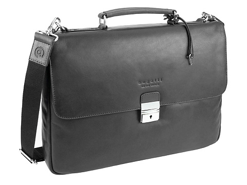 Портфель BUGATTI РОМАНО | ROMANO 15'', чёрный, натуральная воловья кожа, 39х8х30 см
