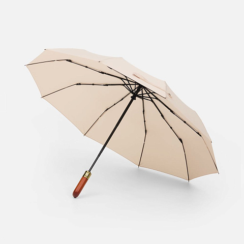 Зонт складной Cloudburst в подарочной упаковке, бежевый - рис 2.
