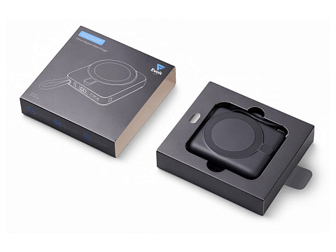 Магнитный беспроводной внешний аккумулятор c подсветкой лого Энчант, 10000 мАч, черный - рис 10.