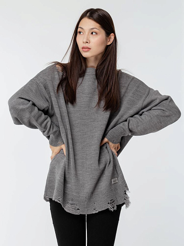 Джемпер оверсайз унисекс Grunge, серый - рис 9.