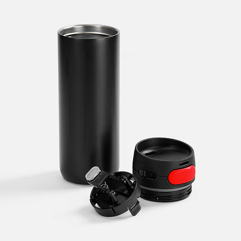 Термостакан X1 с цветной кнопкой, черный с красным - рис 3.