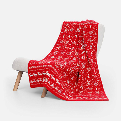 Плед Holidale, красный с молочным - рис 2.