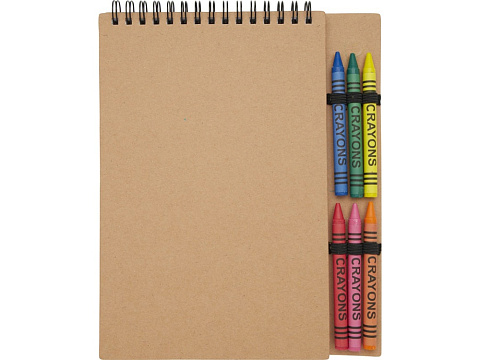 Doodle блокнот формата А5 с мягкой обложкой на спирали и набор мелков - Натуральный - рис 2.