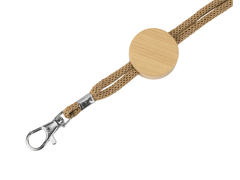 Ланъярд из бумаги с бамбуковой плашкой Franklinia, натуральный - рис 3.