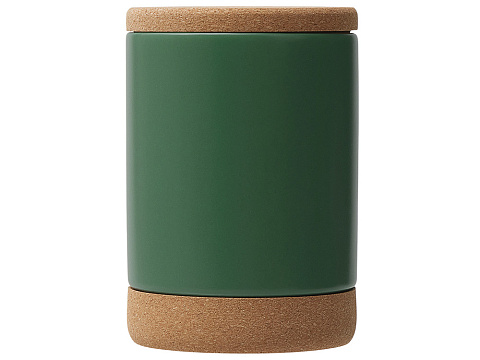 Кружка 450 мл с пробковым дном с крышкой Корк & Бон, глубокий зеленый - рис 4.