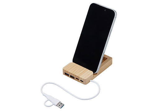 USB хаб Memo, 2*USB, 2*Type C, бамбук - рис 3.