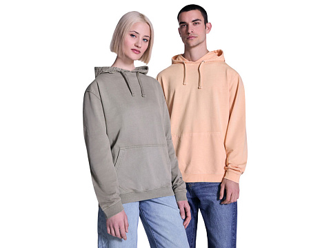 Толстовка с капюшоном KENIA унисекс, светло-абрикосовый выстиранный - рис 8.